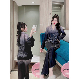 Bộ ngủ pijama mặc nhà xước dài tay thỏ loang