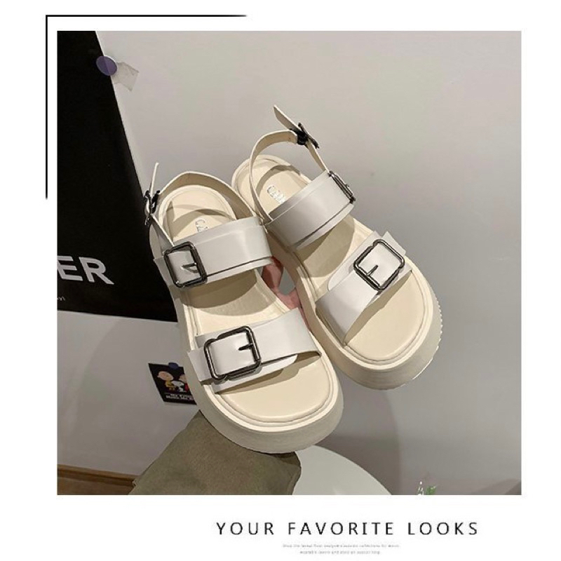 Sandal Độn Đế Bánh Mì Quai Ngang - Video shop quay