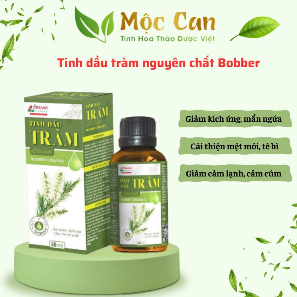 Tinh Dầu Tràm Nguyên Chất Bobber (Chai 30ml) - Làm Giảm Kích Ứng Mẩn Ngứa, Cảm Lạnh Cảm Cúm, Giữ Nhiệt Cho Trẻ