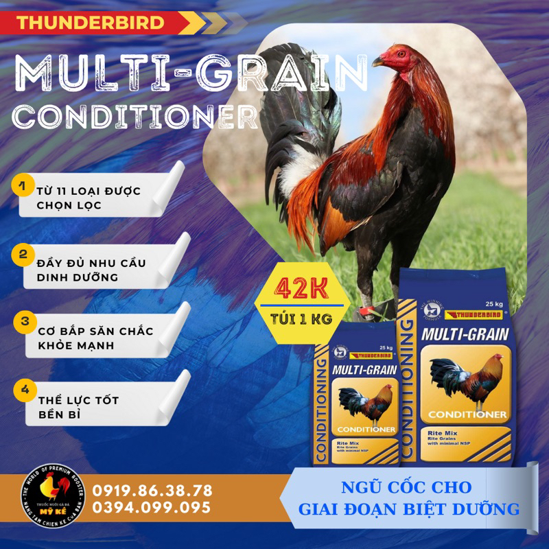 Combo thức ăn nuôi gà đá Ngũ cốc và Platinum - 2 túi, 1kg/ túi