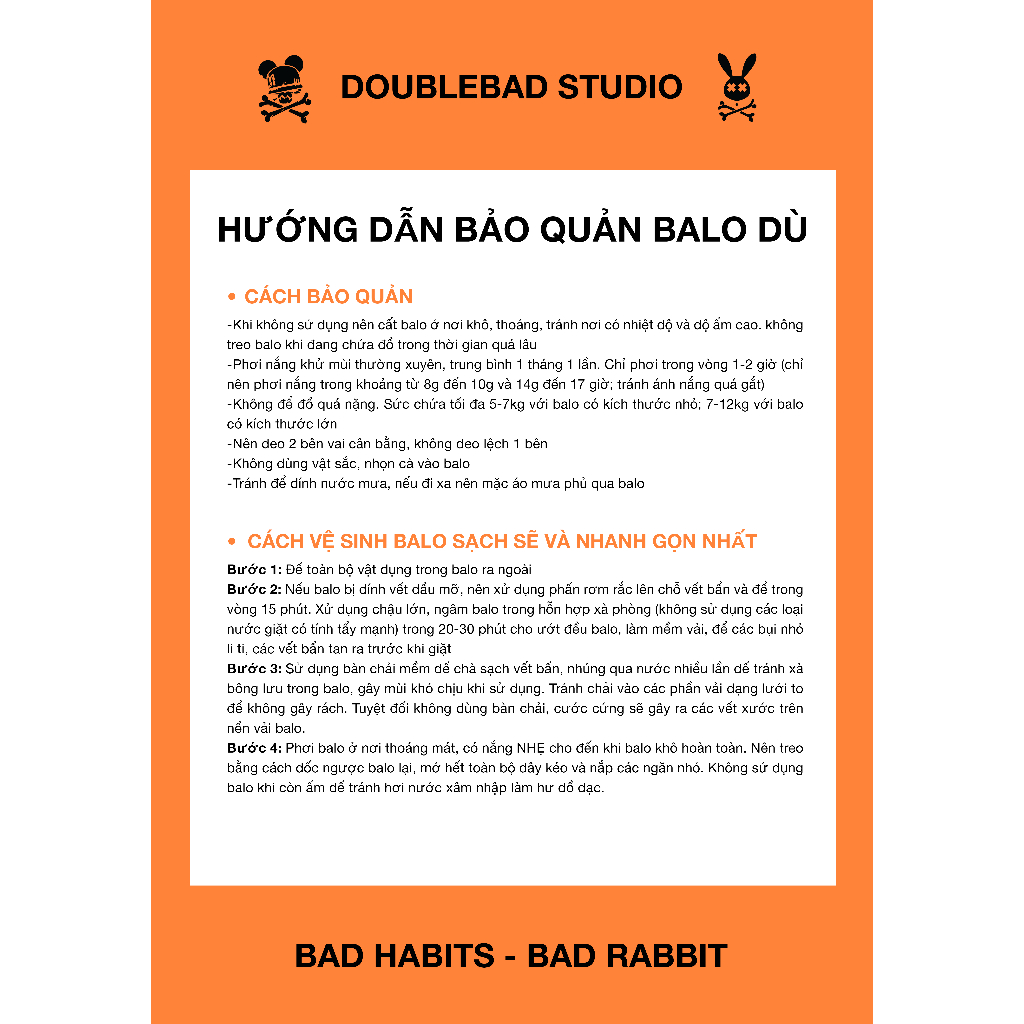 Balo Bad Rabbit- Hidden Rabbit Backpack - Local Brand Chính Hãng