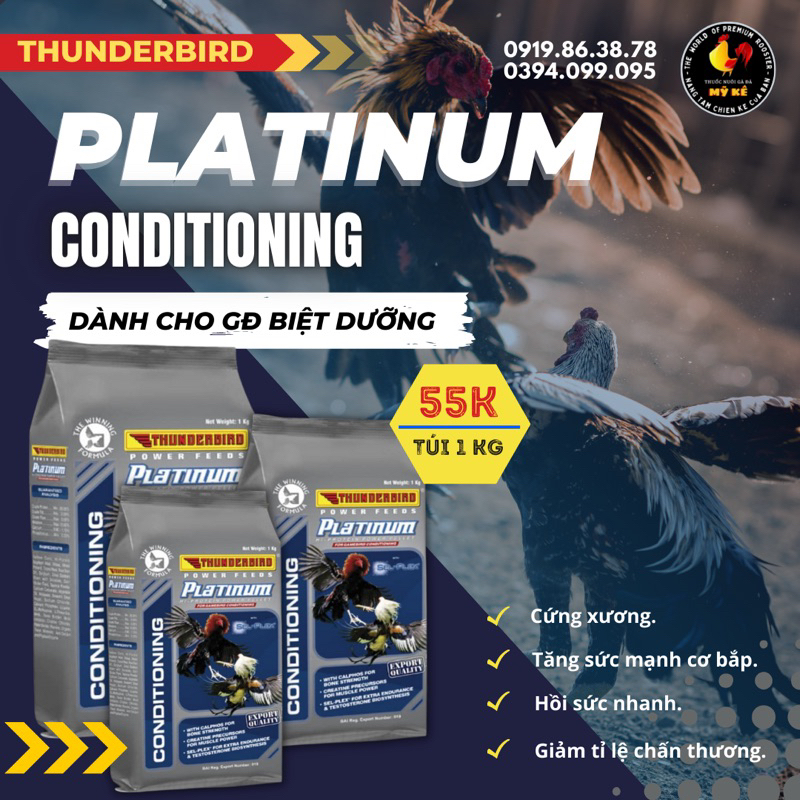 Combo thức ăn nuôi gà đá Ngũ cốc và Platinum - 2 túi, 1kg/ túi