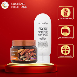 Combo Tẩy Tế Bào Chết Body Exclusive Belarus Chiết Xuất Quế Hồi & Cafe 380g + Kem Tắm Trắng Toàn Thân Secret Key 200g