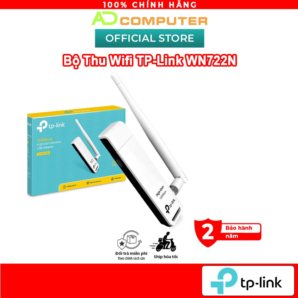 Bộ Thu Wifi Tplink WN722N - USB Wifi (high gain) tốc độ 150Mbps Wn 722N