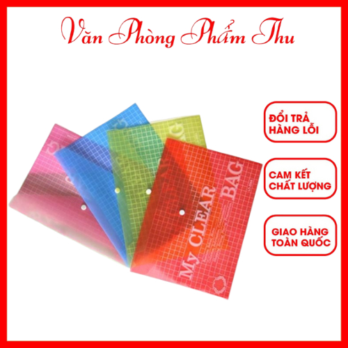 Bìa Nút My Clear Bag Các Màu Xanh Dương Lá Đỏ Vàng CHỌN MÀU – Văn Phòng Phẩm Thu