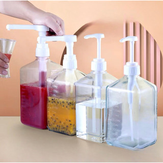 Bình đựng siro thuỷ tinh chia vạch có vòi bơm dung tích 1100ml