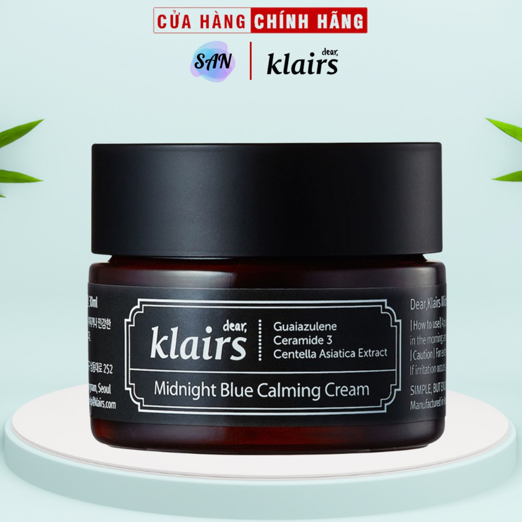 Kem Dưỡng Dear Klairs Midnight Blue Calming Cream 30ml - San Beauty