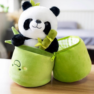 Gấu bông gấu trúc trong ống tre