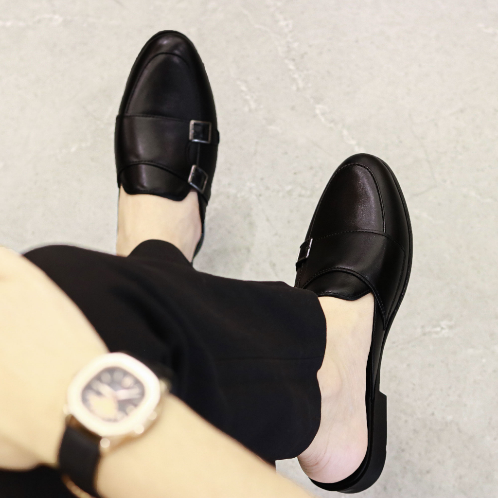 Giày sục nam đẹp, sục MonkStrap có 2 khuy da lì siêu mềm, thời trang mã L218