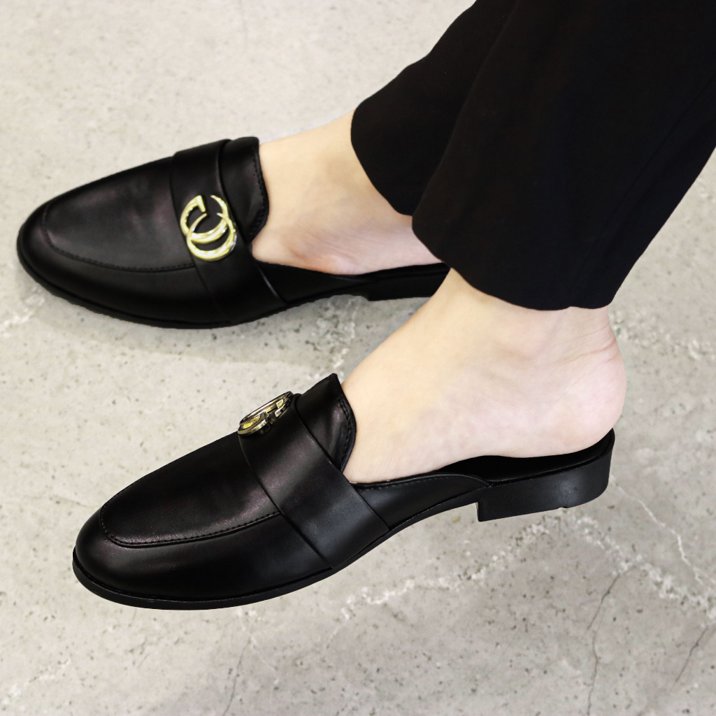 Giày sục nam có đai ngang chữ GC, sục da nam nâng chiều cao 3cm mã L219