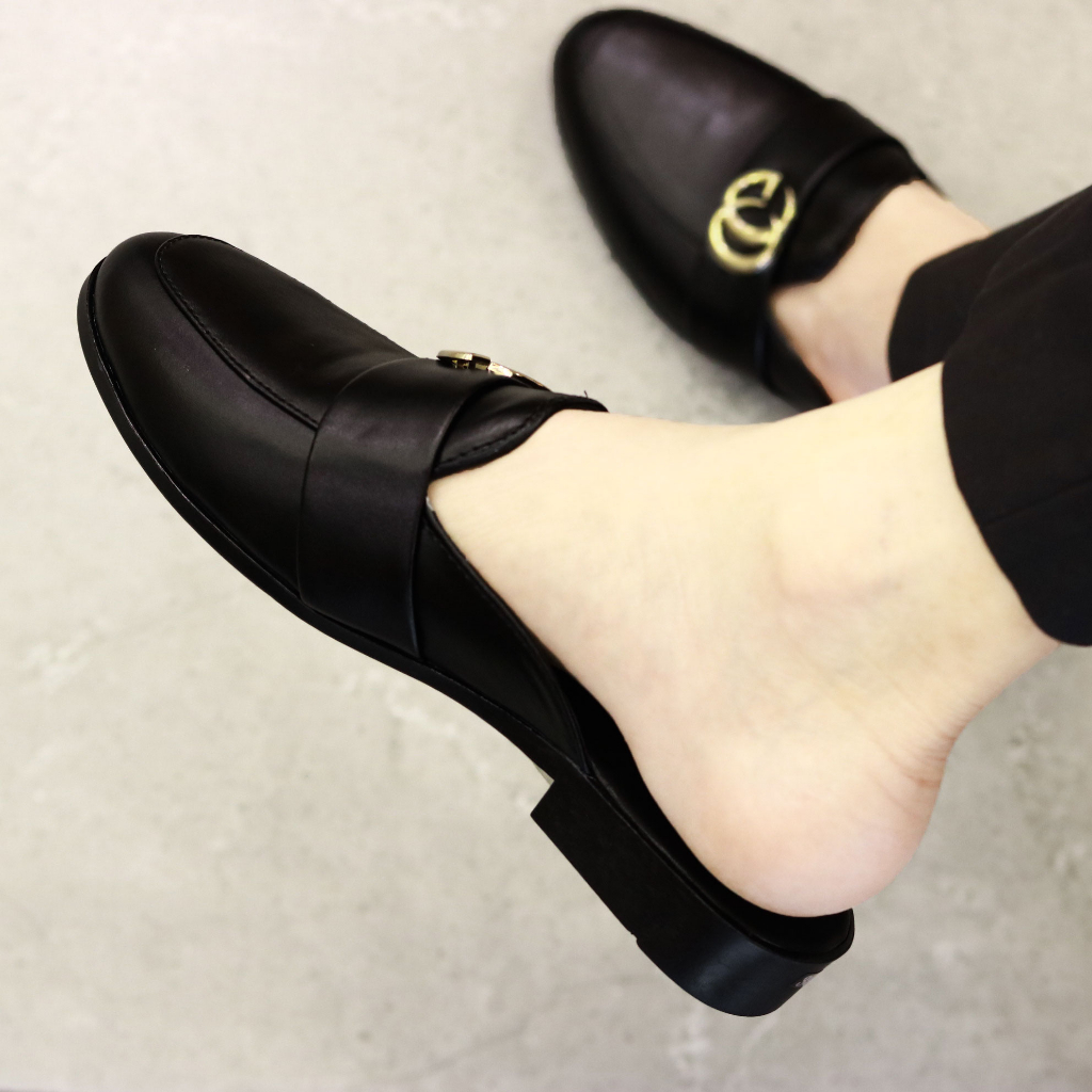 Giày sục nam có đai ngang chữ GC, sục da nam nâng chiều cao 3cm mã L219