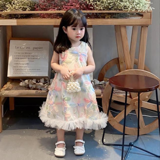Váy Sát Nách Hoa Đính Cườm Siêu Yêu Cho Bé - Đầm Công Chúa Thiết Kế Bé Gái - KHE01
