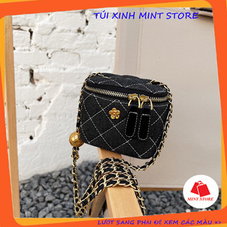 Túi mini đeo chéo nữ vải đính hoa, túi cốp nhỏ xinh xắn PK 560