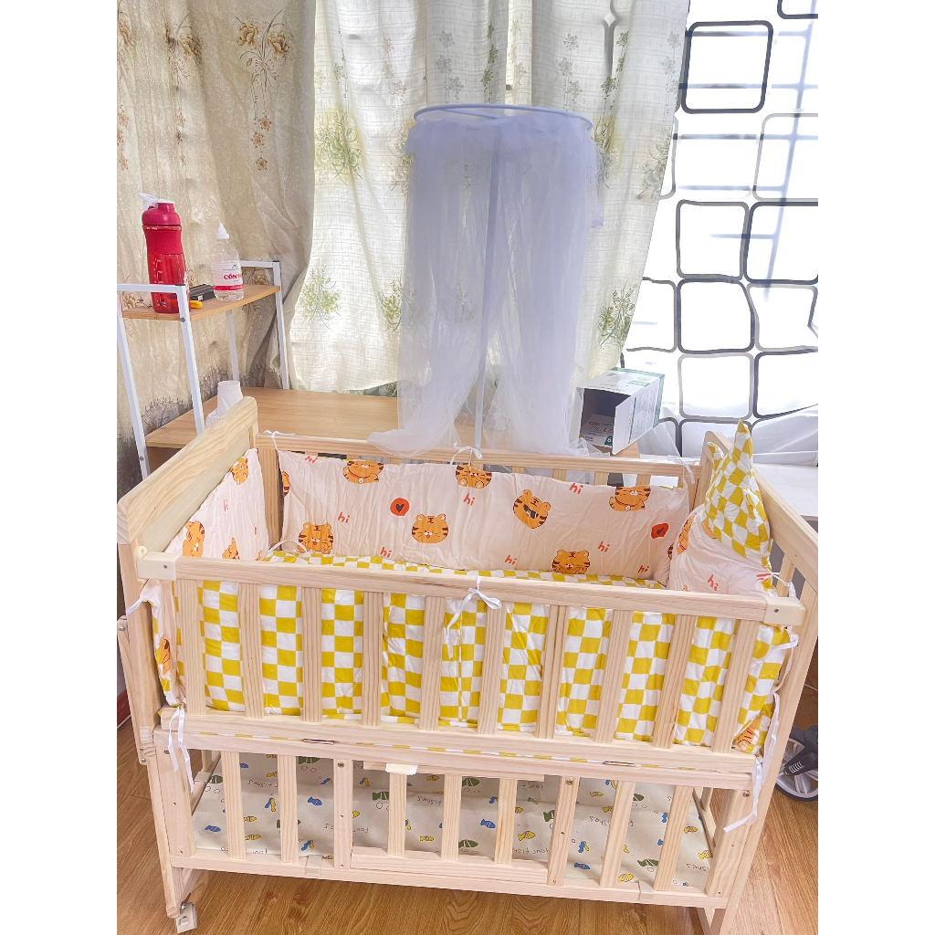 Cũi Gỗ Cho Bé 2 Tầng . Nôi Cũi Cho Bé 6in1 Quây Cũi Hoàng Gia-Kiwi.baby.shop