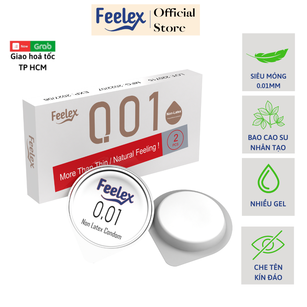 Bao cao su Non-Latex Feelex 001, siêu mỏng chuẩn 0.01mm