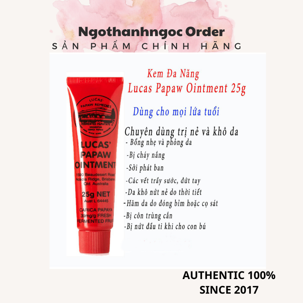 Kem dưỡng da đa năng Lucas' Papaw Ointment 25g kem đu đủ, kem nẻ cho bé, kem bôi nẻ, kem nẻ trẻ em