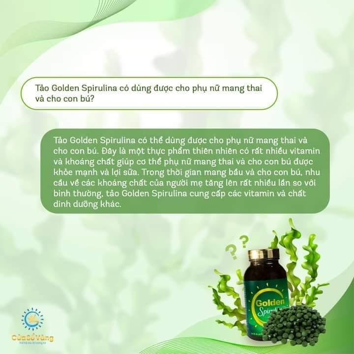 Tảo xoắn Golden Spirulina 1100 viên Cho Ba Mẹ Cửa Sổ Vàng