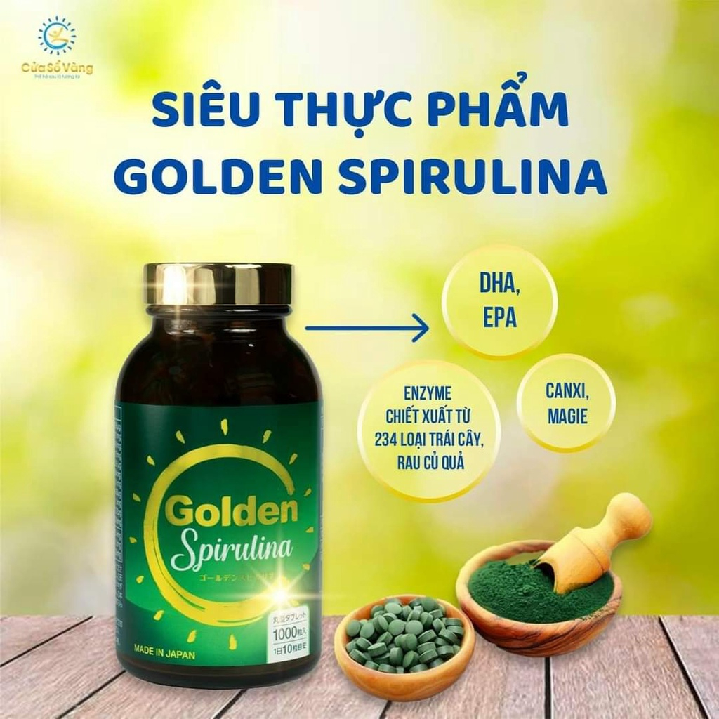 Tảo xoắn Golden Spirulina 1100 viên Cho Ba Mẹ Cửa Sổ Vàng