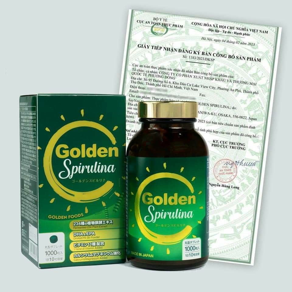 Tảo xoắn Golden Spirulina 1100 viên Cho Ba Mẹ Cửa Sổ Vàng