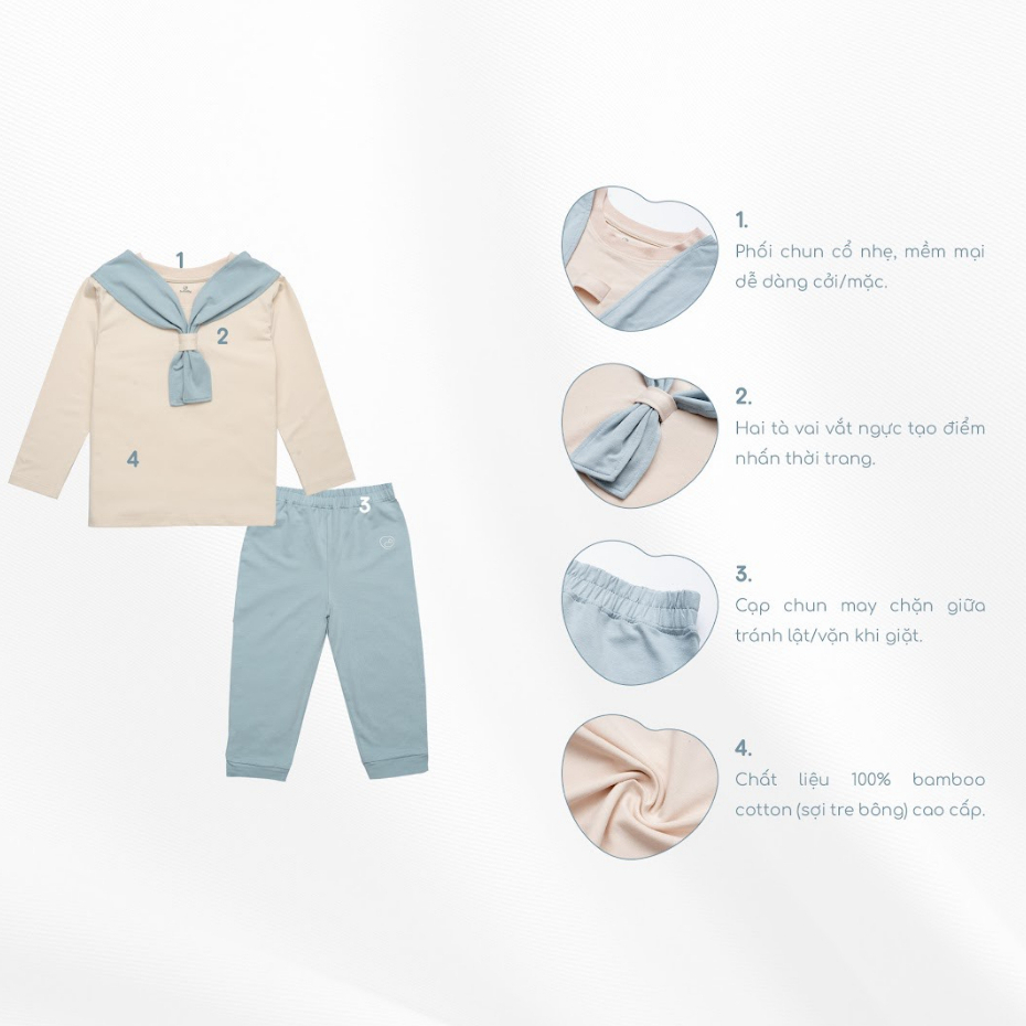 Bộ quần áo dài tay 5 màu Bamboo Cotton Bu, Bubaby Kyomi cho bé 6m - 4Y