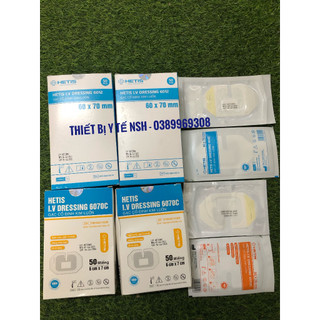 ✅combo 10 miếng] băng keo dán cố định kim luồn 6cmx7cm hetis,gạc dán băng keo dính dán cố định kim luồn 6012 6070 hetis