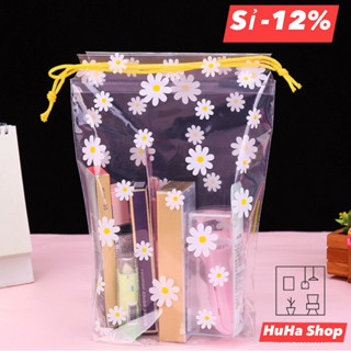 Túi Đựng Đồ Trong Suốt Chống Thấm Nước Họa Tiết Hoa Cúc 16x20cm