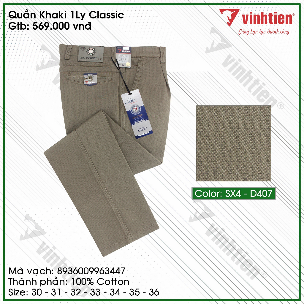 Quần KaKi 1Ly Trung Niên Classic 569 Vĩnh Tiến - Nhiều Màu