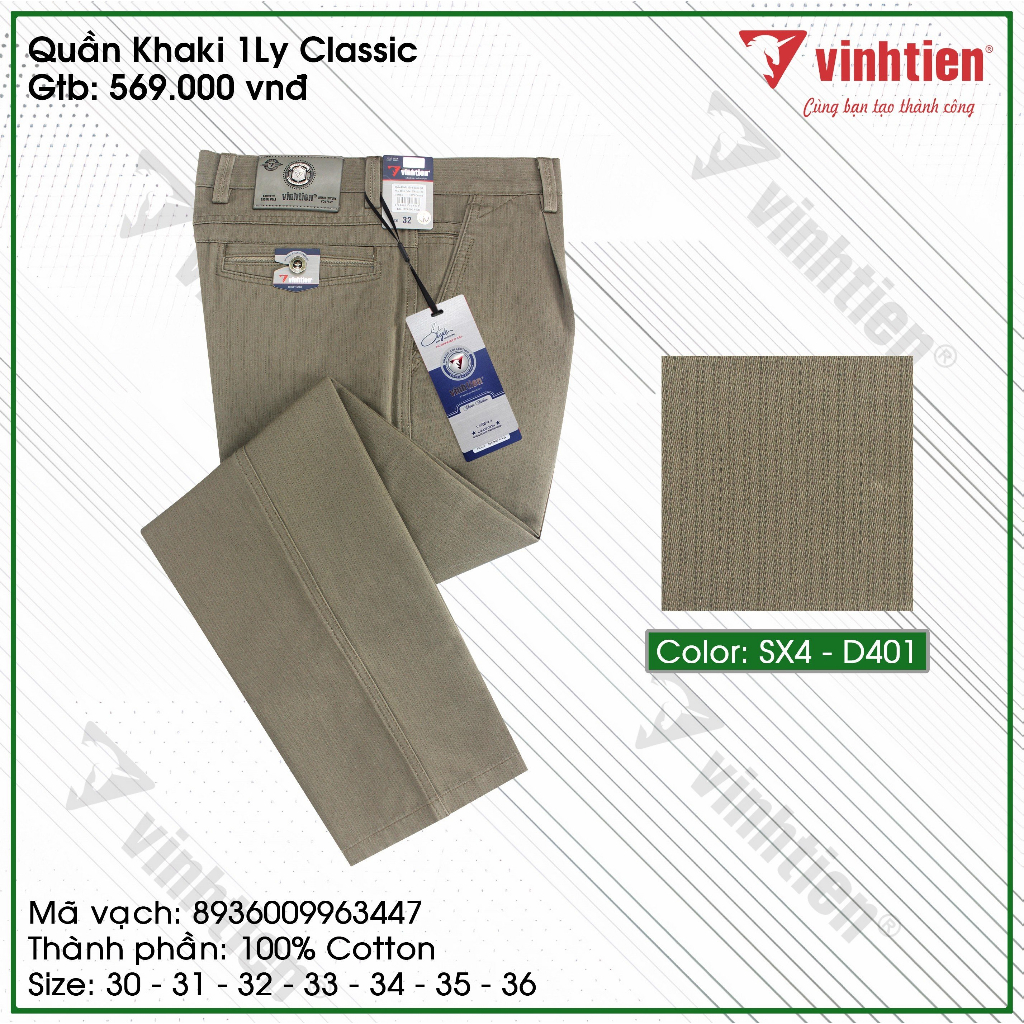 Quần KaKi 1Ly Trung Niên Classic 569 Vĩnh Tiến - Nhiều Màu