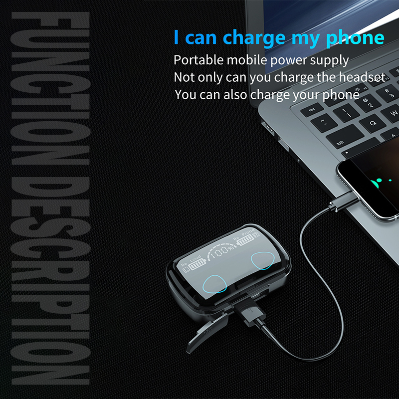 Hàng tồn kho tại địa phương Tai nghe Bluetooth M10 Pin trâu 3500maH Âm thanh chân thực, đèn led đẹp, hộp sạc có màn hình