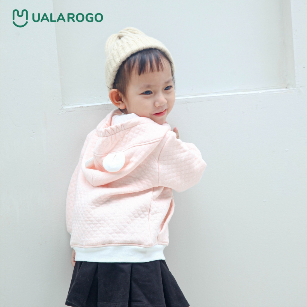 Áo khoác trần bông cho bé Ualarogo 6 tháng - 4 tuổi vải Cotton nỉ có mũ giữ ấm thoáng khí mềm mại 3661