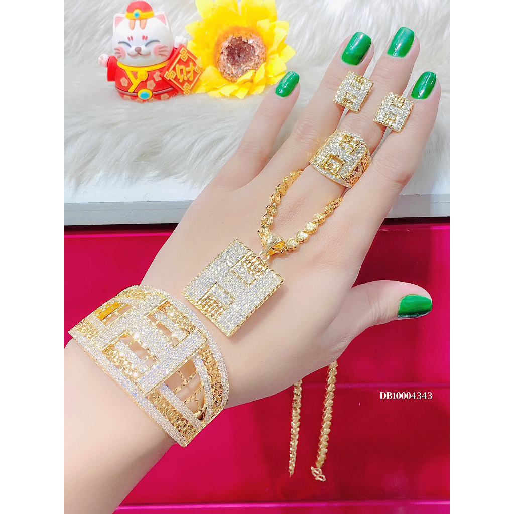 Bộ Trang Sức Mặt Hoa 5 Món Bản Đại Đủ Sizr Sang Trọng - Trang Sức Queen