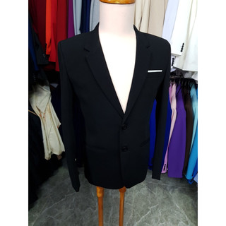Áo khoác blazer 2 nút màu đen mềm mịn