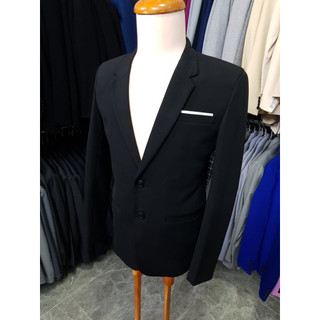 Áo khoác blazer 2 nút màu đen mềm mịn