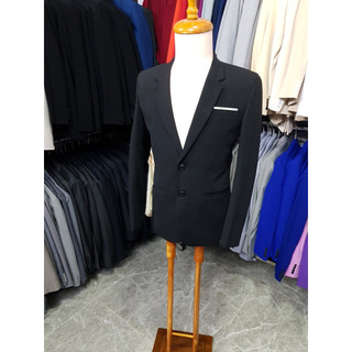 Áo khoác blazer 2 nút màu đen mềm mịn
