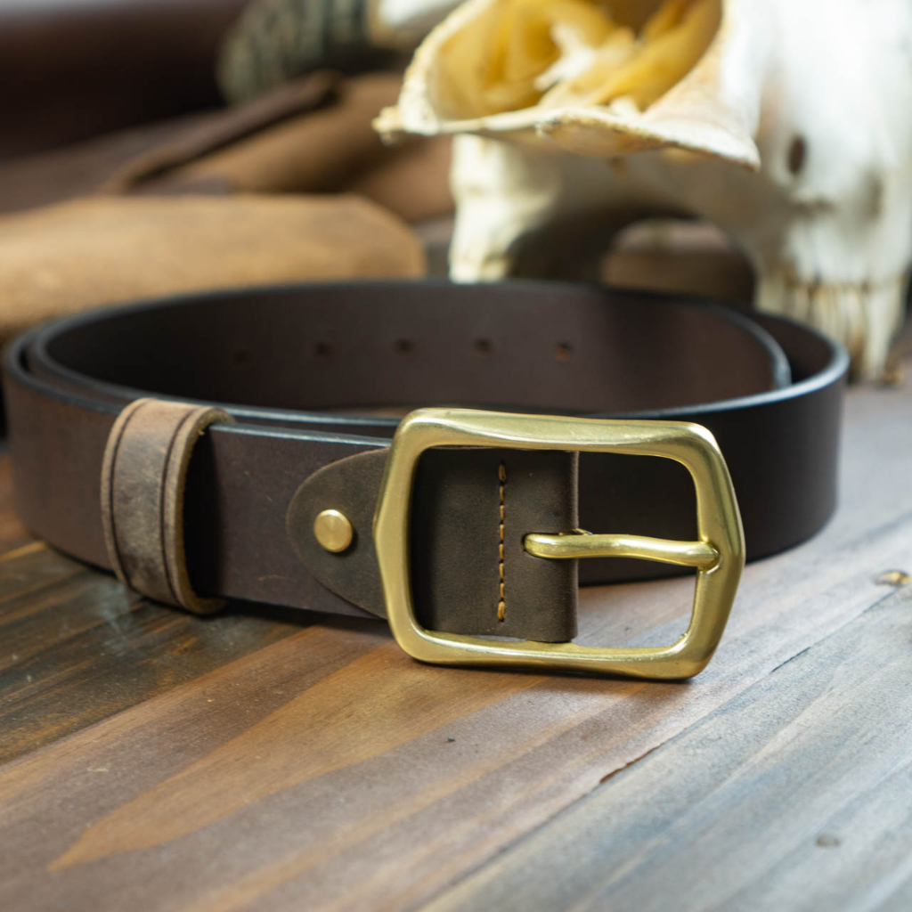 Thắt lưng nam Da bò nguyên miếng tặng đinh đục | Khoá đồng thau nguyên chất BC2