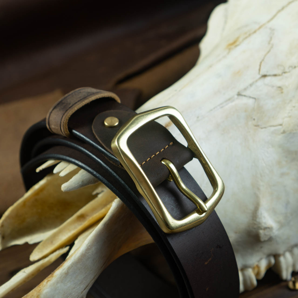 Thắt lưng nam Da bò nguyên miếng tặng đinh đục | Khoá đồng thau nguyên chất BC2