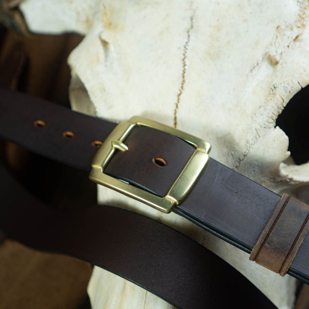 Thắt lưng nam da bò sáp khoá đồng thau nguyên chất BC4S tặng kèm đinh đục lỗ