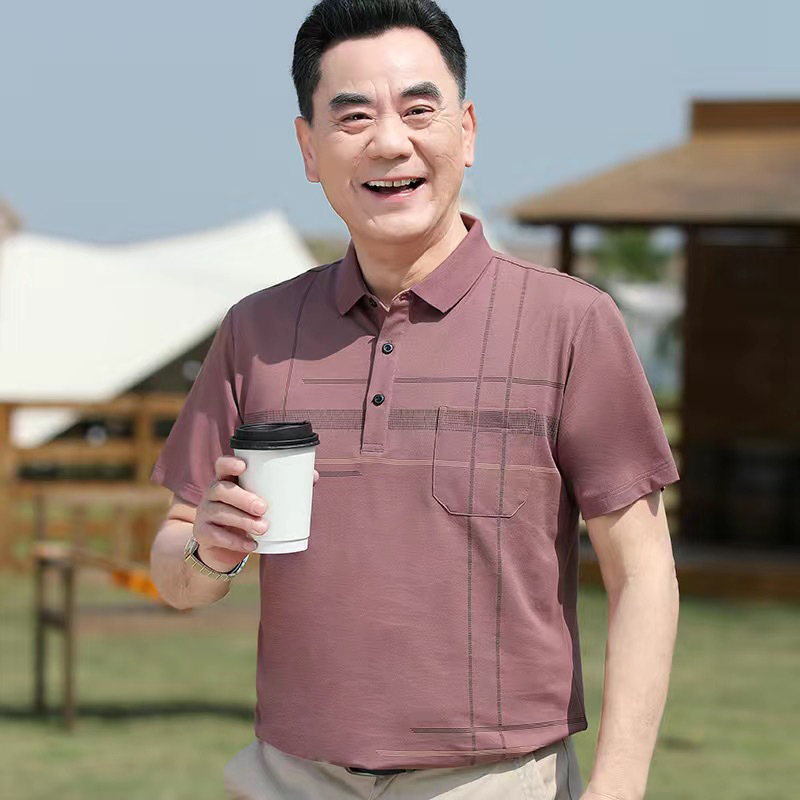 Áo thun kiểu PoLo Nam trung niên vải mát, co giãn không xù