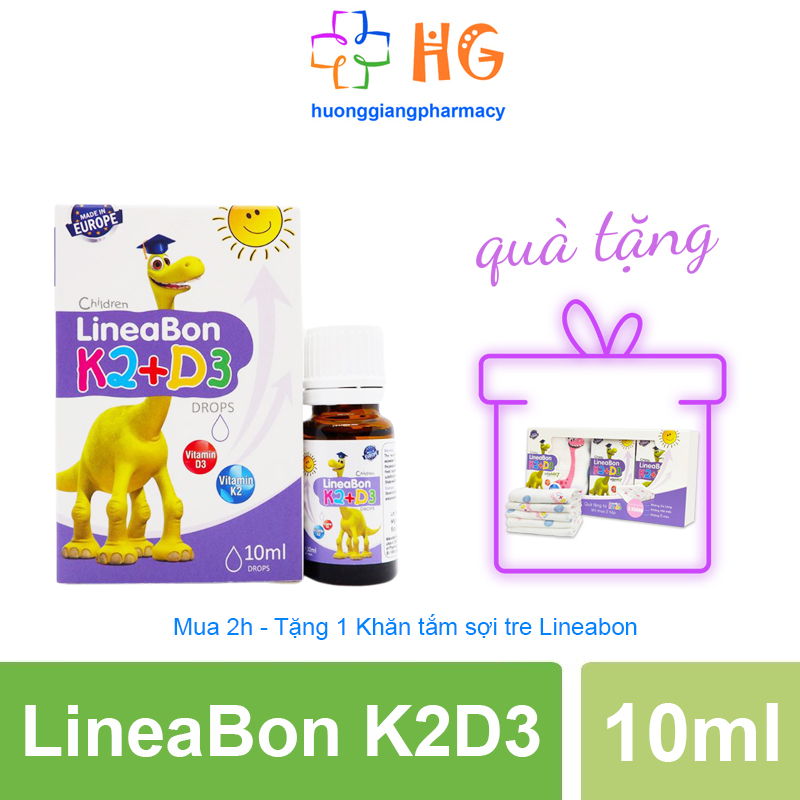 LineaBon K2 D3 Vitamin D3 K2 Mk7 tăng chiều cao hấp thu Canxi tối đa cho bé an toàn dùng cho trẻ sơ sinh trẻ em