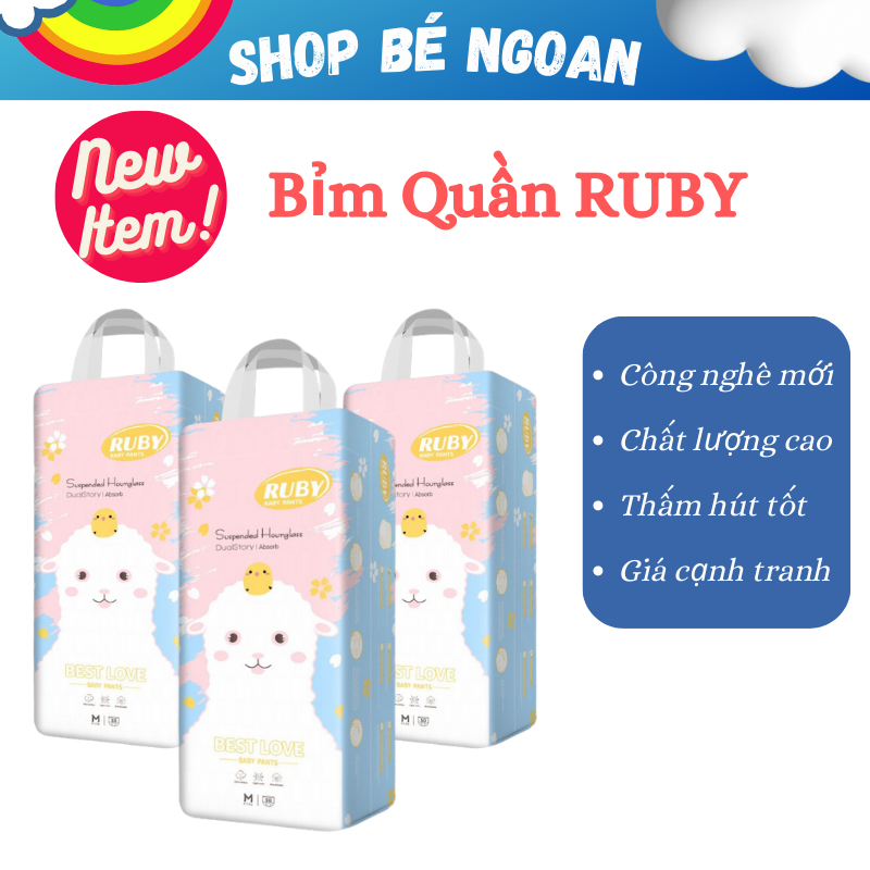 Tã/Bỉm quần RUBY xuất Nhật đủ size M/L/XL/XXL/XXXL cho bé 5-17kg