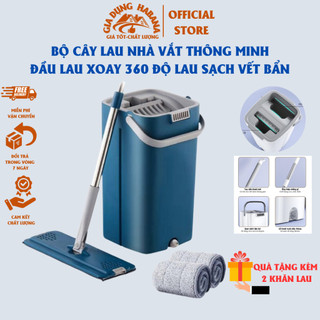 Bộ cây lau nhà tự vắt thông minh - xoay 360 độ - thùng lau 2 ngăn tự vắt