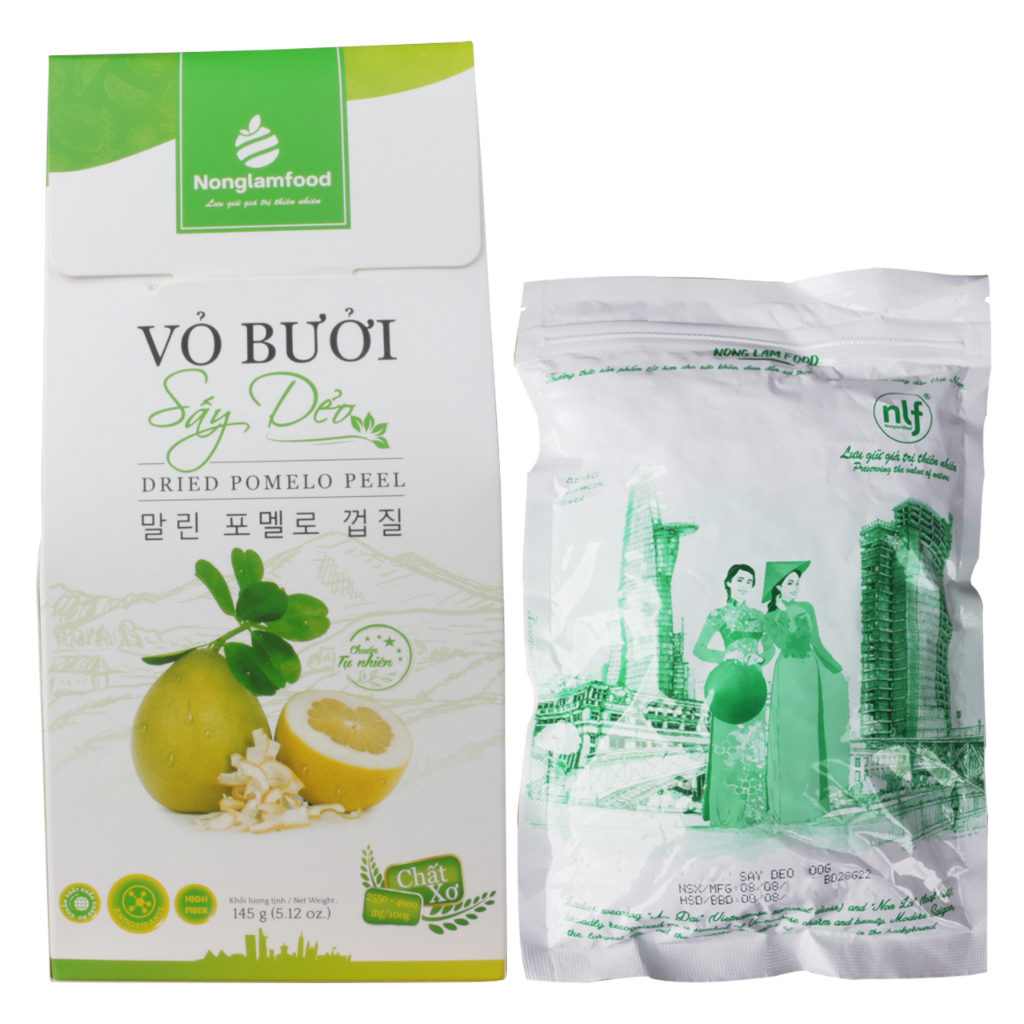 Combo 10 hộp Vỏ bưởi sấy dẻo Nonglamfood 145g | Giảm cân hiệu quả, tăng cường đề kháng tự nhiên