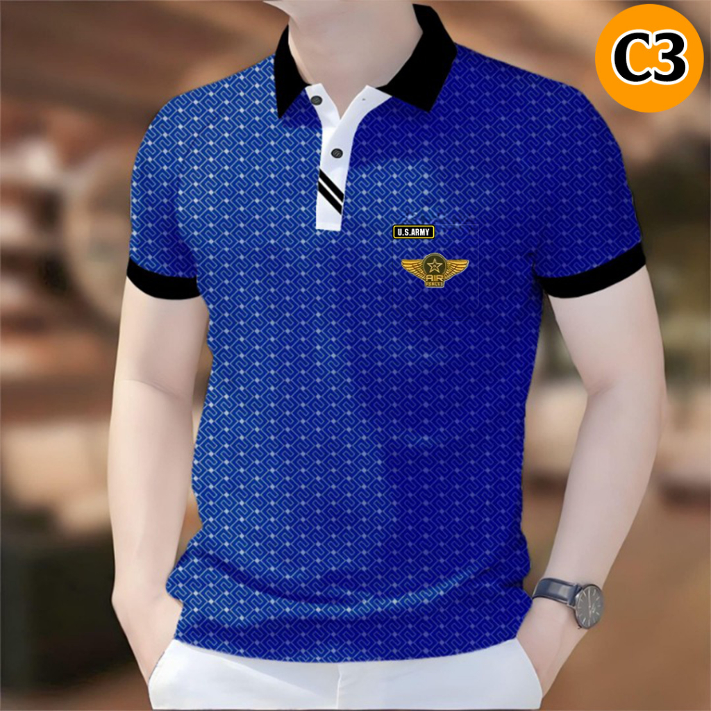 Mẫu 14 ,Áo PoLo Họa Tiết Hoa Văn Tay Ngắn In Hình Phong Cách Mỹ , Chất Liệu Vải Mát , Thời Trang Mùa Hè Dành Cho Nam