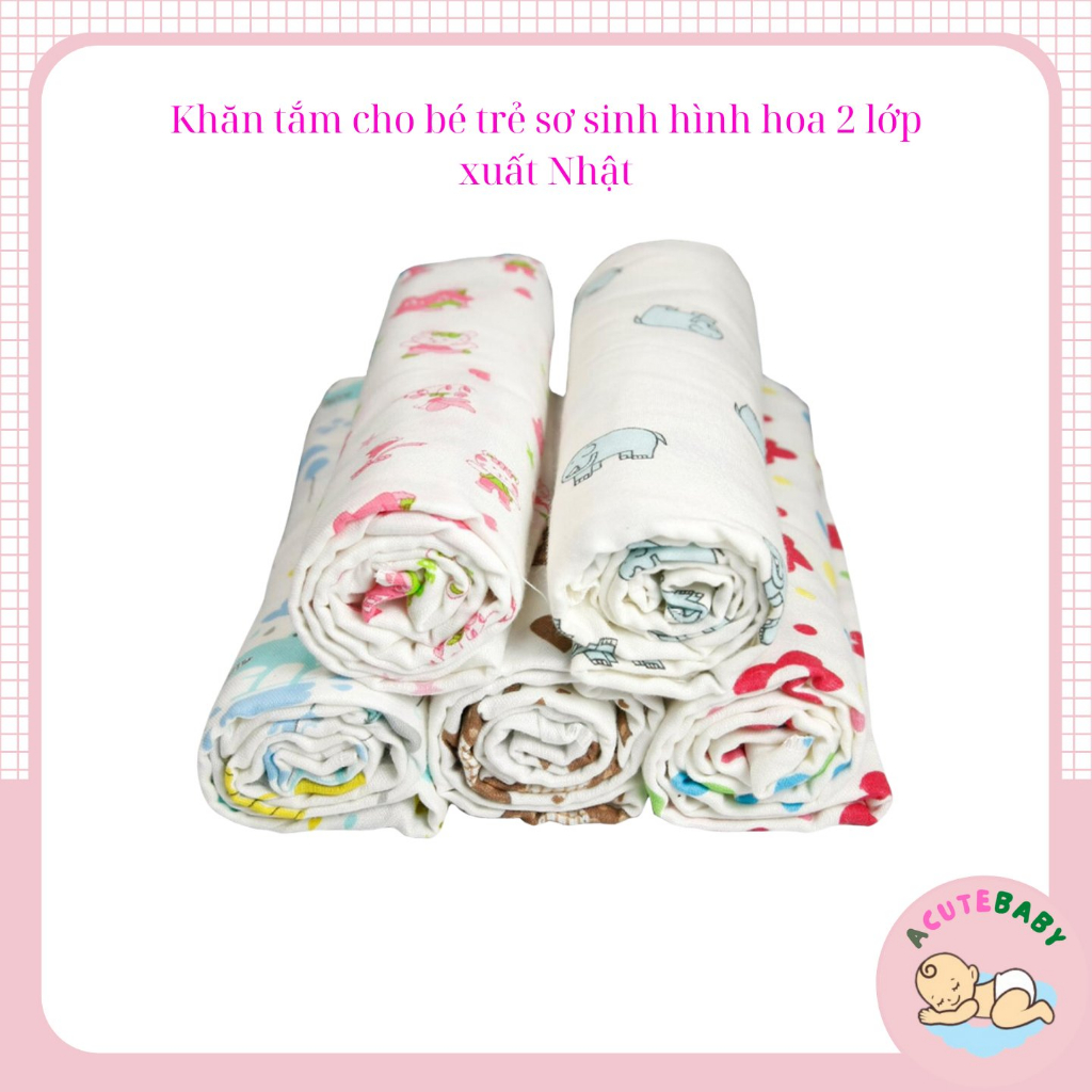 Khăn tắm cho bé trẻ sơ sinh hình hoa 2 lớp xuất Nhật