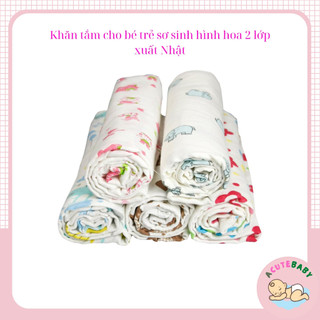 Khăn tắm cho bé trẻ sơ sinh hình hoa 2 lớp xuất Nhật