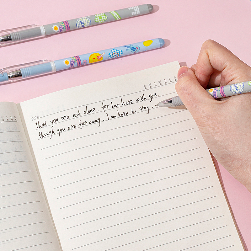 Bút bi gel văn phòng Deli CG16 mực đen/tím ngòi 0.5mm học sinh mực đều nét chữ đẹp