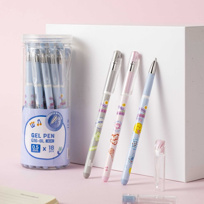 Bút bi gel văn phòng Deli CG16 mực đen/tím ngòi 0.5mm học sinh mực đều nét chữ đẹp