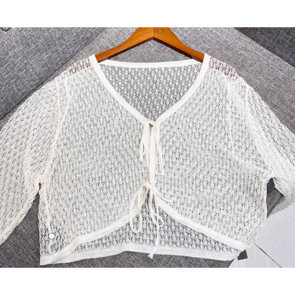 Áo cardigan LYRA nữ dệt kim cố V 2 dây buộc trước phong cách trẻ trung, nữ tính - CSYAK0170