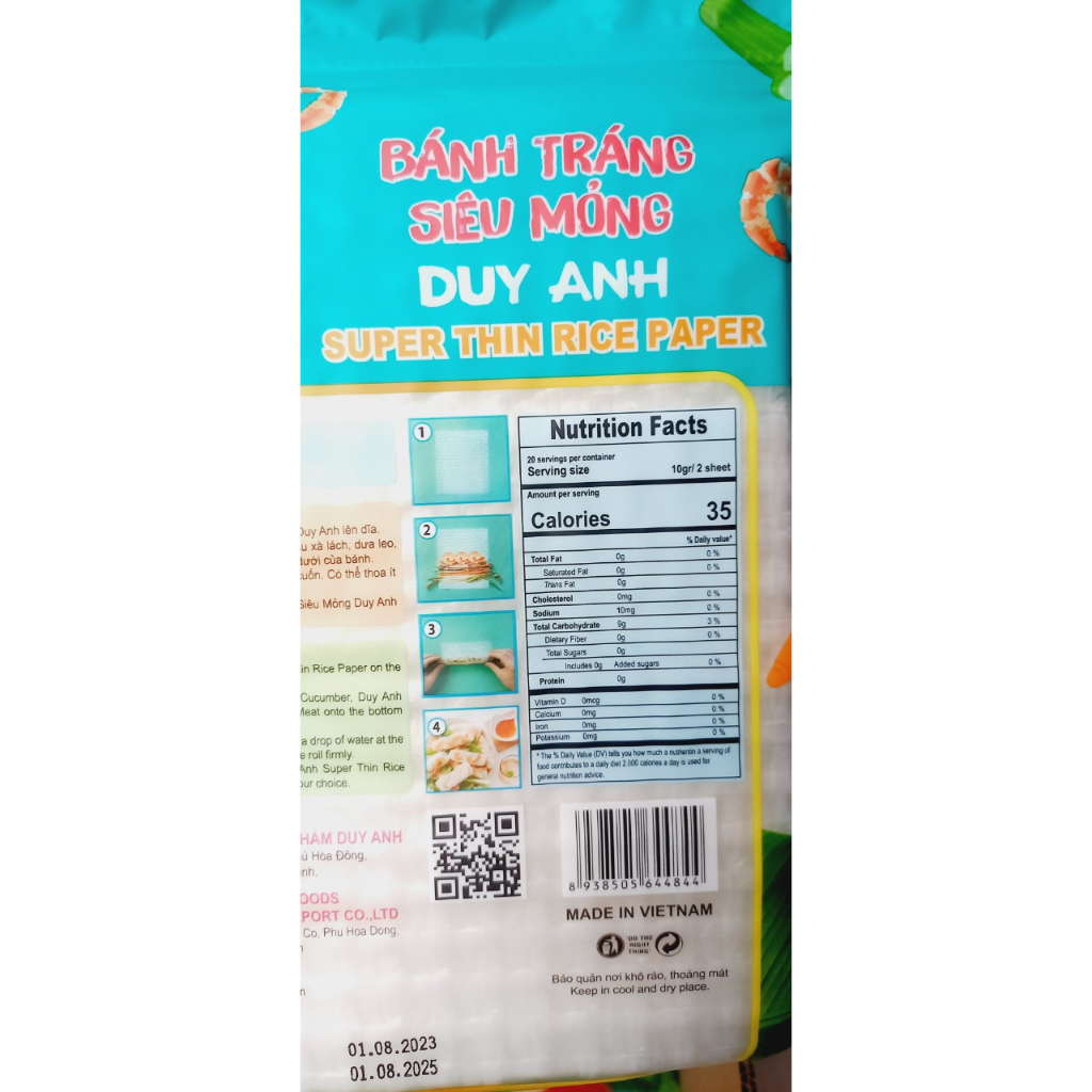 Bánh tráng siêu mỏng ít calo  tiện lợi không cần nhúng nước Duy Anh Food 300gr