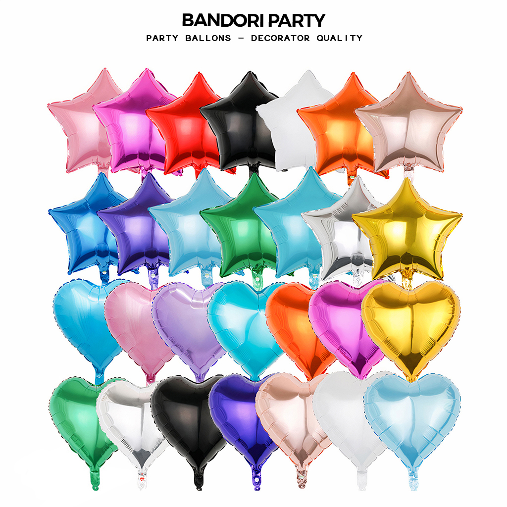 18 Inch Bong Bóng Trái Tim Ngôi Sao Tráng Nhôm Bandori Trang Trí Sinh Nhật Sự Kiện